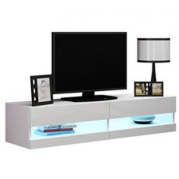 Mueble TV Charlotte A120 LED Negro y Blanco Brillante 140x30x40cm