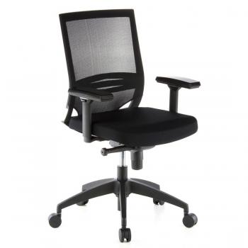 hjh OFFICE 657230 Silla de Oficina Porto Base Tela Negro, Silla giatoria, Apoyabrazos Regulables, Respaldo en Malla Transpirable