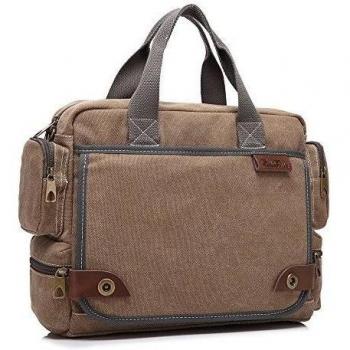 BB-16 Multifuncional Vintage de Lona Fashion bolso bandolera solo hombro bolsas Unisex Hombres de las mujeres de senderismo camping viaje Casual bolsas lienzo escuela trabajo College Satchel Bolsa de hombro portátil de 14 , café