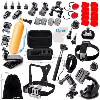 Zookki Accesorio Kit para GoPro Hero 5 4 3+ 3 2 1 Black Silver, Caméra Accessoires para Acción Cámara Xiaomi Yi/Lightdow/WiMiUS/DBPOWER, SJ4000 SJ5000 SJ6000