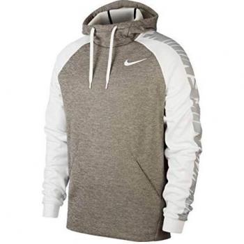 NIKE Therma Camiseta de Manga Larga, Hombre, dk Grey Heather/White/White, L