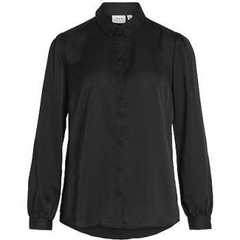 Vila Ellette Long Sleeve Classic Black Shirt for Women, Size XS
