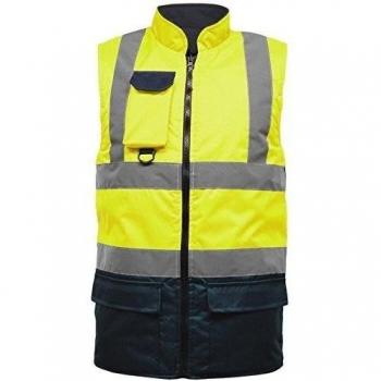 Hi Viz Vis visibilidad forro polar Reversible resistente al agua calentador de cuerpo chaleco chaleco amarillo Yellow / Navy XXX-Large