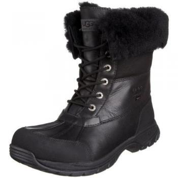 UGG® Men's Butte Waterproof Leather Snow Boots - Black, Size 11