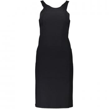 Patrizia Pepe Elegant Crew Neck Dress with Logo Detail - XS, Midi Dress, Female, Black, Size: XS, Sleeveless