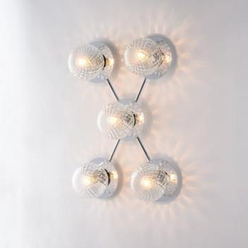 Lámpara de Techo y Pared Be Light Cromo 5 Luces E14 con Esferas de Vidrio Transparente