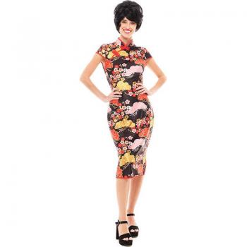 Disfraz Vestido Chino estilo Qipao Shangái Floral para mujer