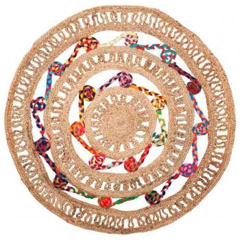 Alfombra de Entrada Signes Grimalt Marrón de Yute 60% Poliéster 20% Algodón 20% 90x90x1cm 22053