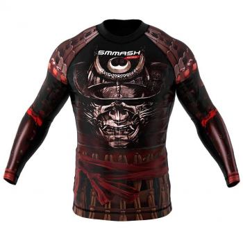 SMMASH Samurai Rashguard Hombre Manga Larga, Camisetas Hombre para MMA, Artes Marciales, Krav Maga, BJJ, K1, Karate, Material Transpirable y Antibacteriano,