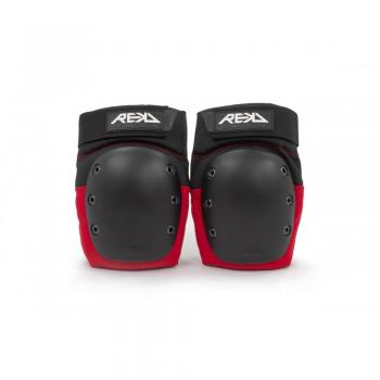 Rodilleras Rekd Protection Ramp Knee Pads Ajustables Negro y Rojo para Skate, Patines, BMX y Deportes de Acción