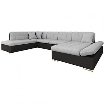 Sofá rinconero Comfivo 150, gris, con función de descanso, caja de ropa de cama, dimensiones 345x205x76cm