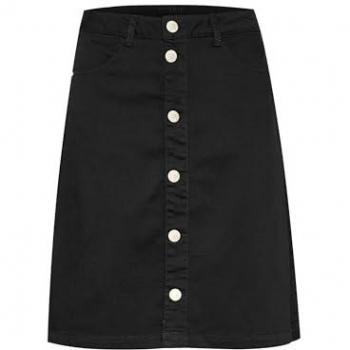 Cream Women's Pitch Black A-line Skirt with Buttons, Size 3XL