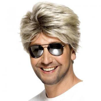 Peluca Corta Rubia Lisa de los Años 80 para Hombre de Smiffy's