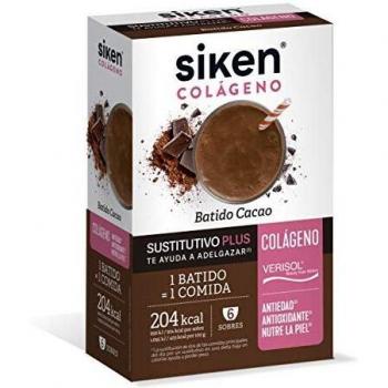 Siken Colágeno - Batido Sustitutivo Plus con Colágeno para el Control de Peso, Sabor Cacao - Estuche con 6 Sobres de 50 g