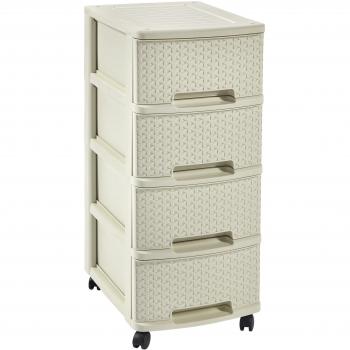 Curver  -  Cajonera MyStyle 4 Cajones con Ruedas - Color Blanco Vintage