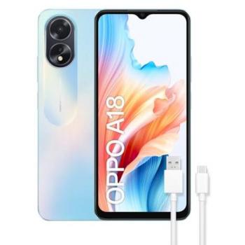 Smartphone OPPO A18 Libre 4GB+128GB Pantalla HD+LCD 6.6 Cámara Triple 8+2+5MP Android Batería 5000mAh Carga 10W Azul
