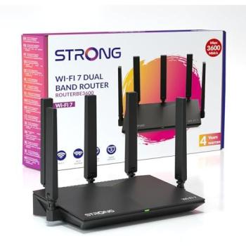 Router Strong BE3600 WiFi 7 Doble Banda 3600 Mbps Mesh 2.5G Ethernet 5 Antenas Negro