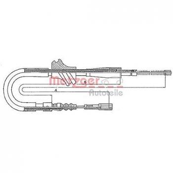Cable de freno de mano Metzger 10.753 para Audi 80 B3, lado trasero izquierdo, freno de tambor