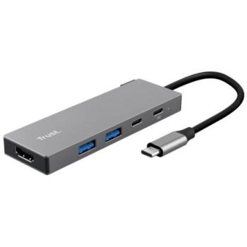 Docking Station USB-C 5 en 1 Trust Dalyx con HDMI y puertos USB-A 3.2, color gris