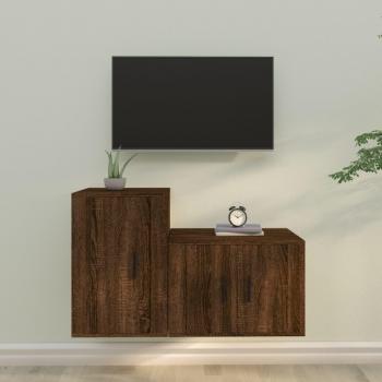 Set de muebles de TV 2 piezas madera contrachapada roble marrón vidaXL