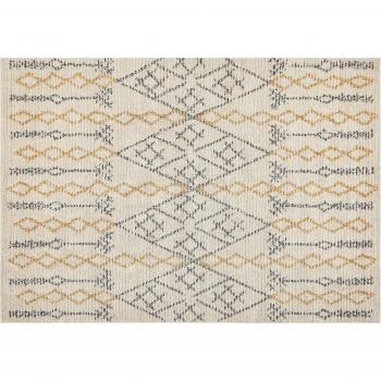 Alfombra Beige de Algodón 160 x 230 cm con Patrón Geométrico Hecha a Mano y Tejido Plano