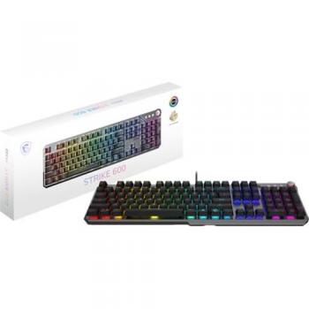 Teclado Gaming Mecánico MSI Strike 600 Silent RGB USB con Interruptores Táctiles Silenciosos Kailh, Base Antideslizante y Mystic Light por Tecla, Tamaño Completo