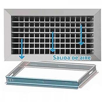 Rejilla de ventilación impulsión doble deflexión plata mate con marco de montaje 700x150 mm