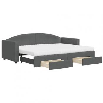 Sofá cama nido con cajones tela gris oscuro 80x200 cm
