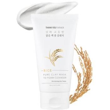 Thank You Farmer Rice Pure Clay Mask to Foam Cleanser 150ml Unisex Blackhead Removal