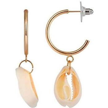 Córdoba Jewels | Pendiente en plata de ley 925 bañado en oro con concha con diseño Aro Concha Gold