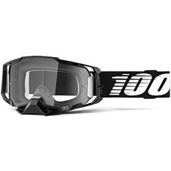 Gafas de Cross 100% Armega Negras Lente Transparente - Gafas para motos de cross, motocross, motocicleta y deportes de bicicleta - Gafas duraderas para ciclismo de montaña