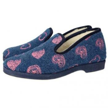 Pantuflas Confort Corazones 332 Negras con Forro de Lana Virgen - Doctor Cutillas