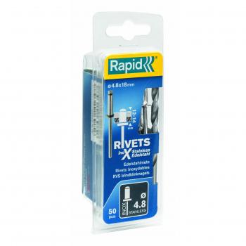 Remaches de Acero Inoxidable Rapid 4.8 x 18 mm - Paquete de 50
