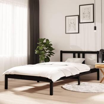 Estructura de cama de madera maciza negra 100x200 cm