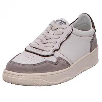 Zapatillas Unisex de Piel Naturalista N5840 Multi Material Color Crema-Bosque, Planas con Cordones (45)