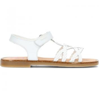 Sandalias 427500 Pablosky blancas, cómodas y resistentes, hechas en piel, con plantilla acolchada, suela antideslizante y cierre de velcro