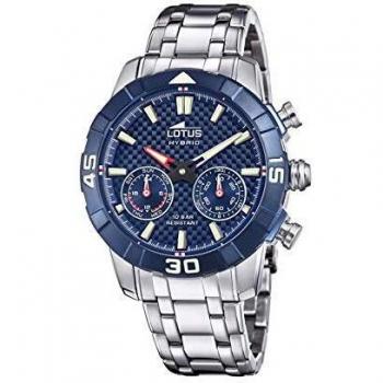 LOTUS Reloj Modelo 18810/3 de la colección Connected, Caja de 45 mm Azul con Correa de Acero para Caballero