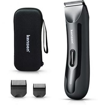 KENSEN Afeitadora Corporal Hombre con LED, Depiladora Corporal Masculina Recargable, Maquina de Afeitar Eléctrica, Recortadora Impermeable en Seco / Húmedo para Bola e Ingle