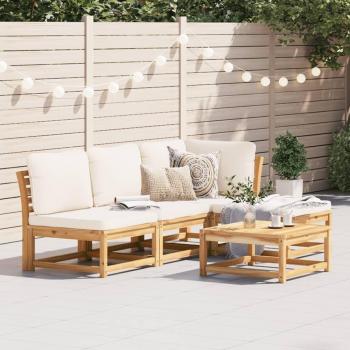 5-Piece Acacia Solid Wood Garden Lounge Set with Cushions