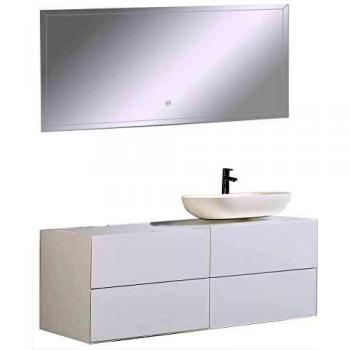 Conjunto de baño Milou 1200 blanco mate - sin espejo, sin tapa, con lavabo O-540 mate