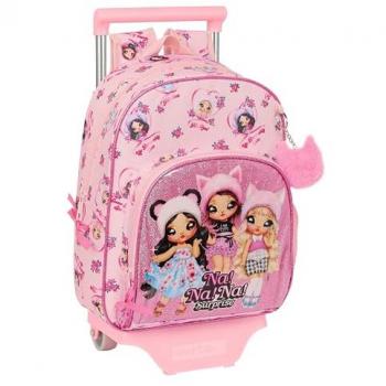 Mochila Escolar con Ruedas Na!Na!Na! Surprise Fabulous Rosa 28 x 34 x 10 cm, Ideal para Niños de Diferentes Edades, Cómoda y Versátil, Calidad y Resistencia