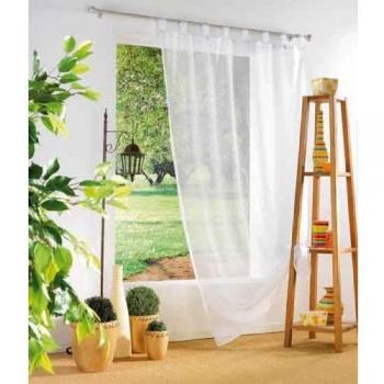 Visillo Liso con Trabillas 135x240 cm Blanco, Poliester Transpirable, Fácil Instalación, Lavable, Ideal para Salón y Dormitorio