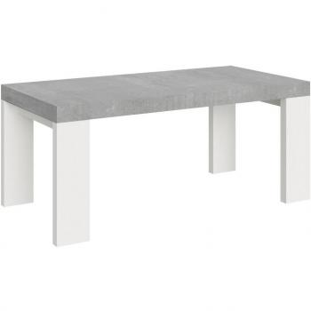 Mesa extensible 90x180/440 cm Tapa Roxell Mix Cemento-Patas Fresno Blanco