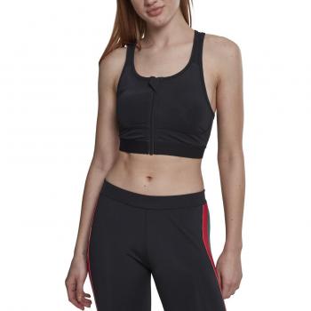 Urban Classics Ladies Tech Mesh Zipped Bra Sujetador Deportivo, Negro