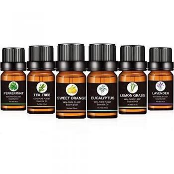 Aceites Esenciales,Aceites Esenciales Para Humidificador,Essential Oils Set,Natural Puro Aceite Esencial Lavanda,Eucalipto,Arbol del te,Lemongrass,Naranja Dulce,Menta para Aromaterapia