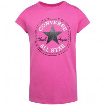Camiseta de Manga Corta Infantil Converse Timeless Chuck Patch Fucsia