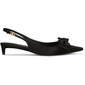 Dolce & Gabbana Women's Satin Slingback Pumps in Black | Size 37 | CG0843A3I648B956
