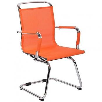 Silla de conferencia Barnet Mesh Naranja con malla transpirable, reposabrazos y base metálica