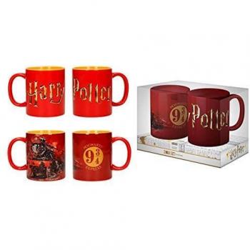 SD Toys SDTWRN21950 HP Logo Hogwarts Express Set 2 Tazas Harry Potter, Cristal