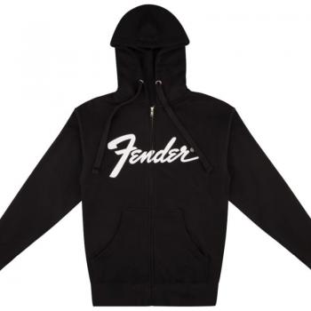 Fender Black Zip-Up Hoodie with Transition Logo (Large)